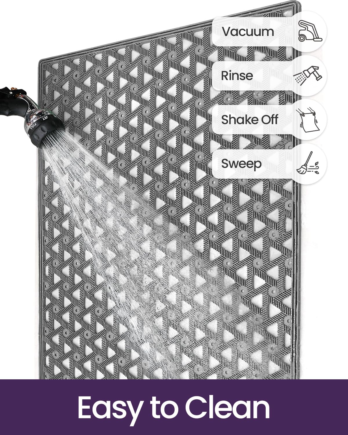DEXI mat cleans easily with a quick rinse.
