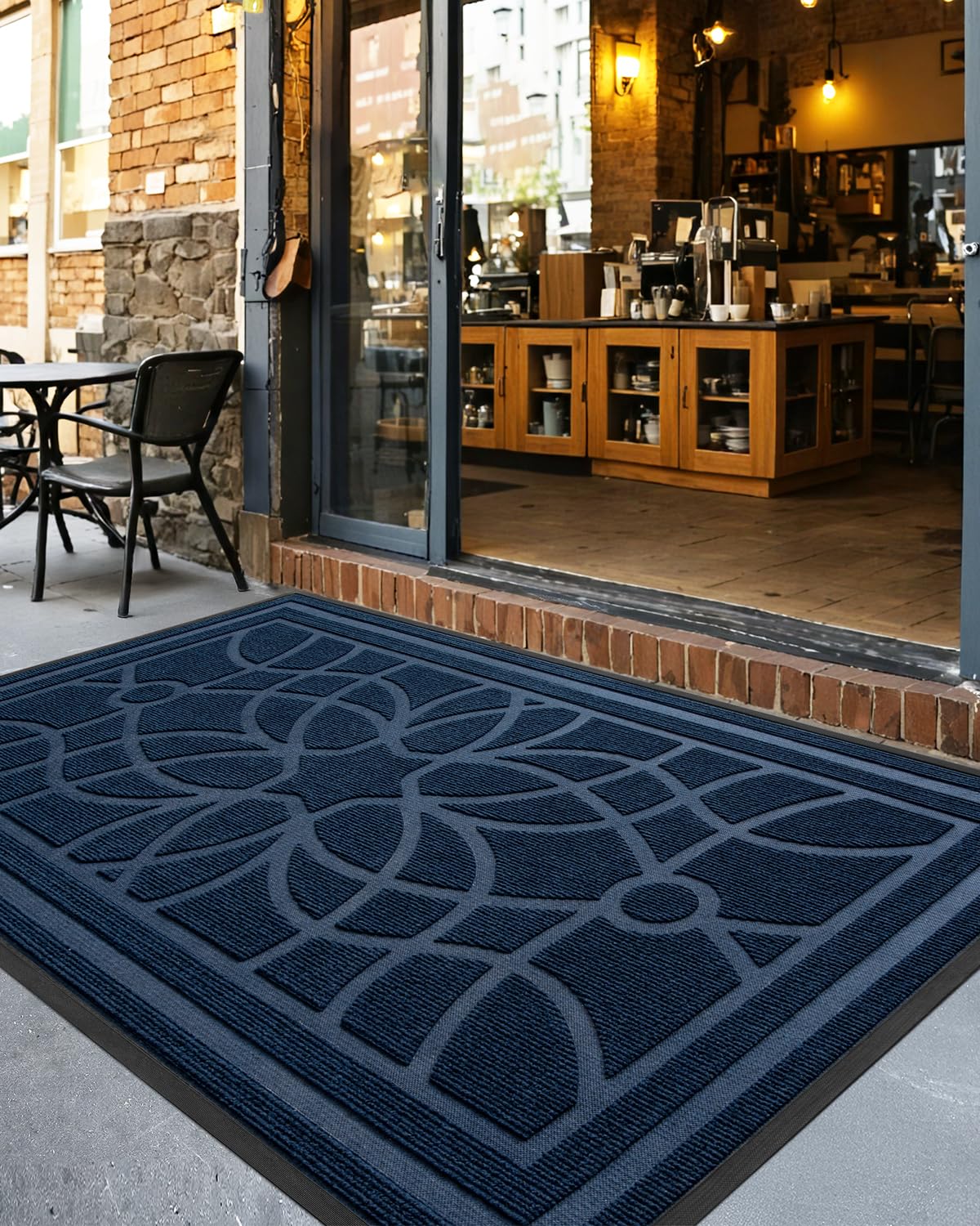 DEXI 6x4 blue mat fits indoor or outdoor entrances