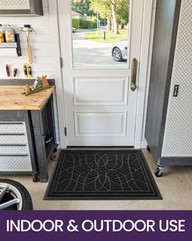 DEXI front door mat suitable for outdoor and indoor entryways trapping dirt.