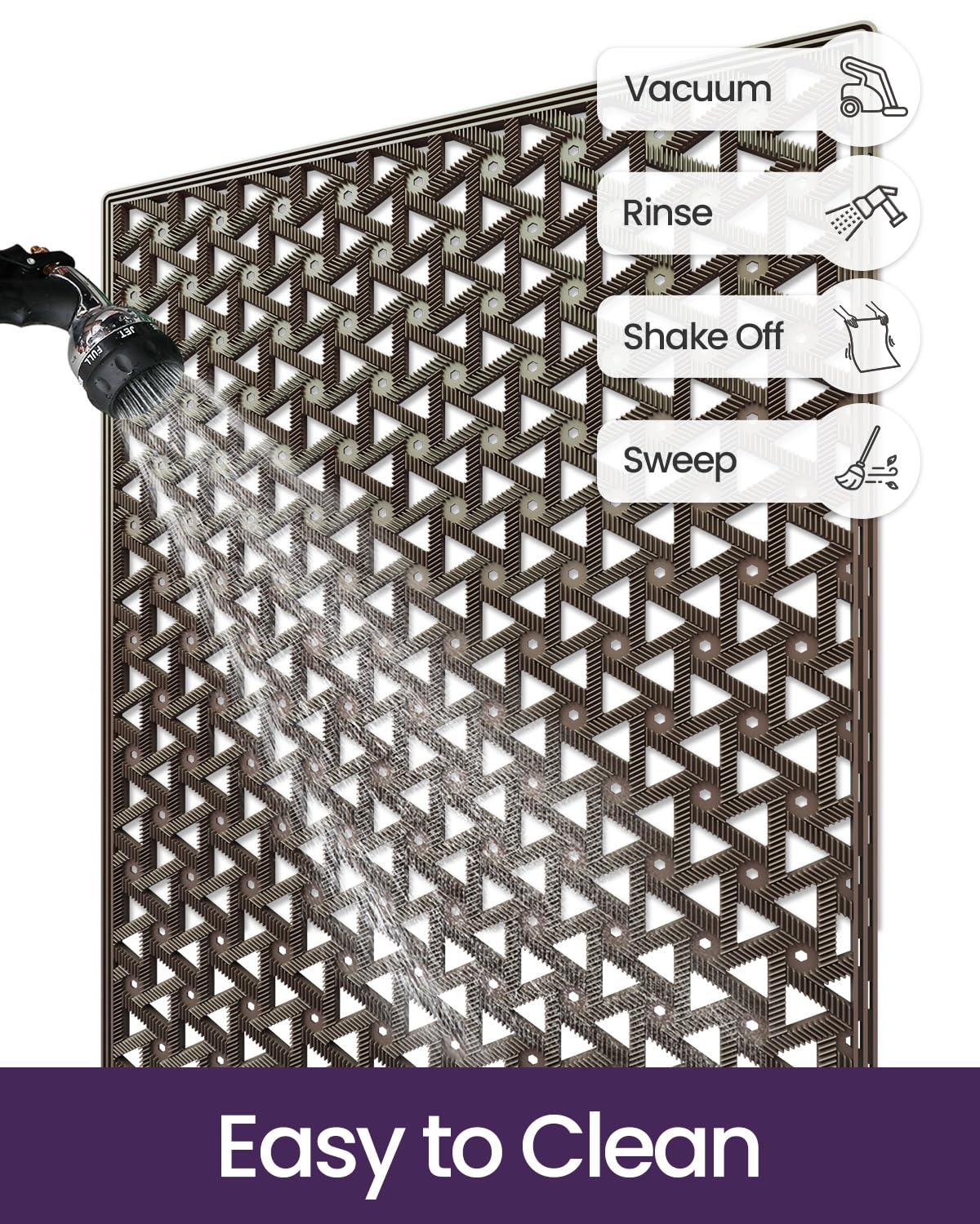 DEXI heavy-duty entry mat handles high foot traffic.