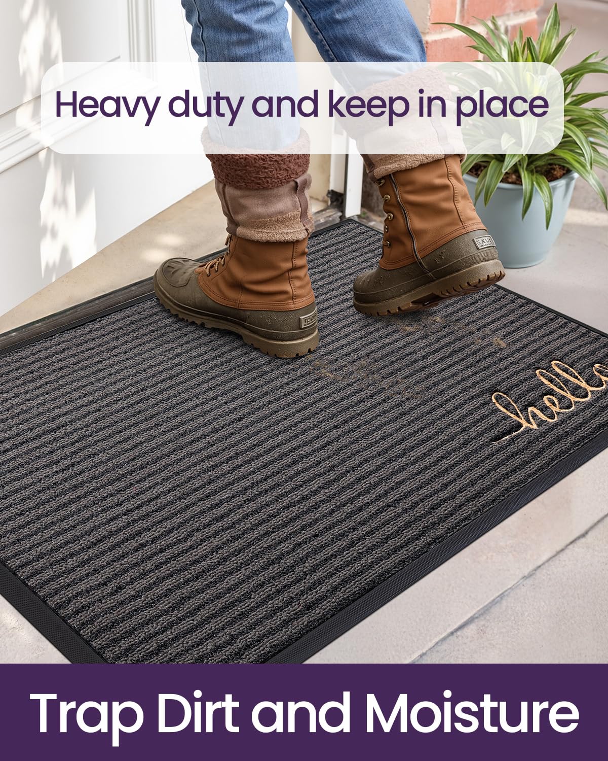 DEXI front door mat multi-purpose entryway suits indoor and outdoor high-traffic areas.