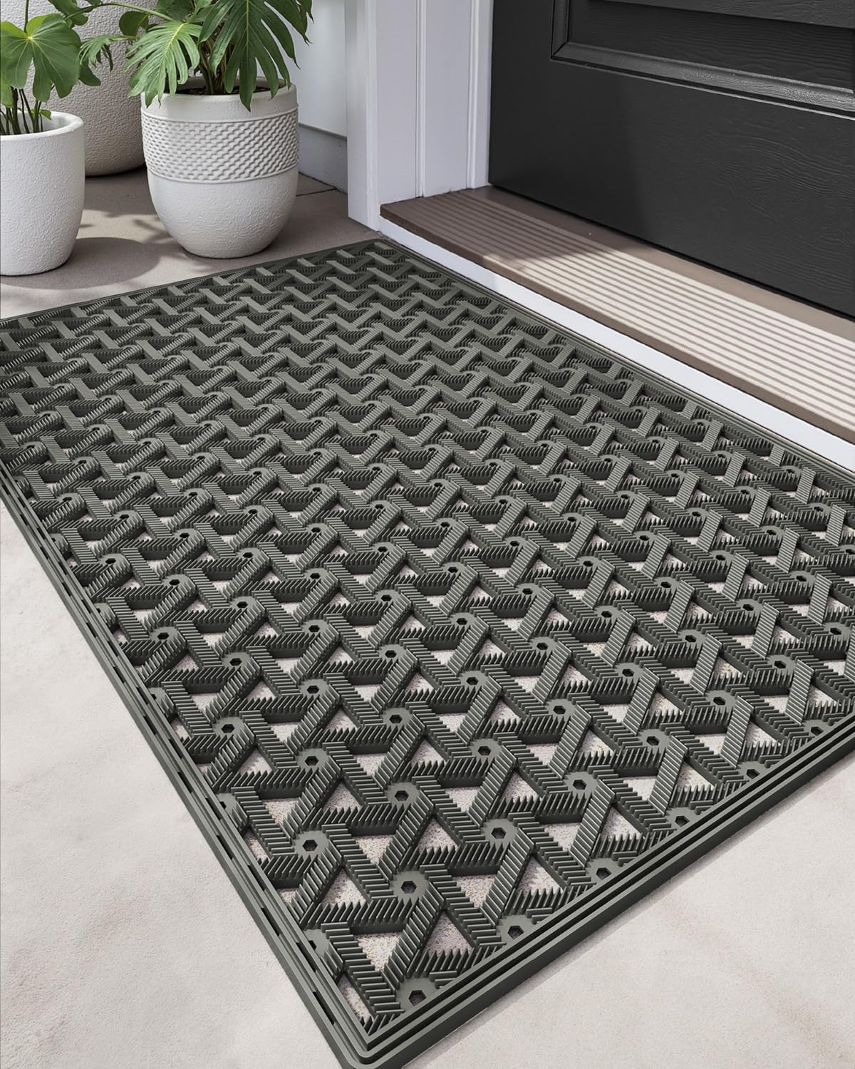 DEXI front door mat with non-slip backing for high-traffic safety.