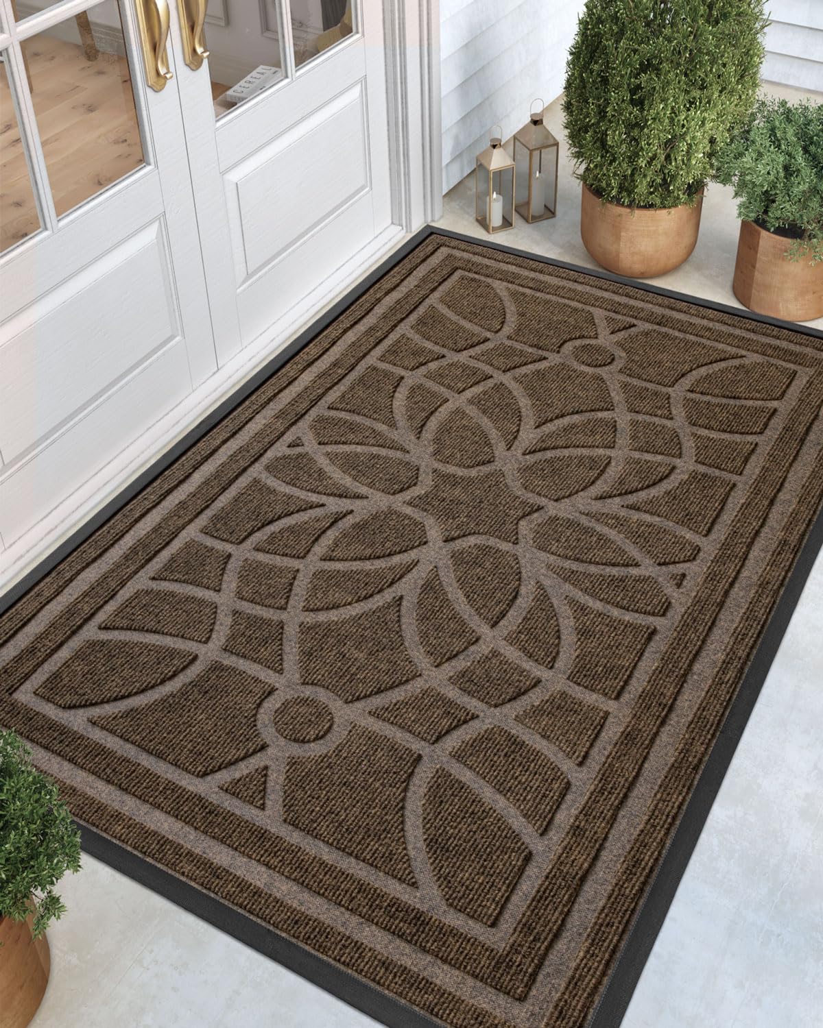 DEXI front door mat outside entrance captures dirt at the doorstep, helping keep interiors cleaner.