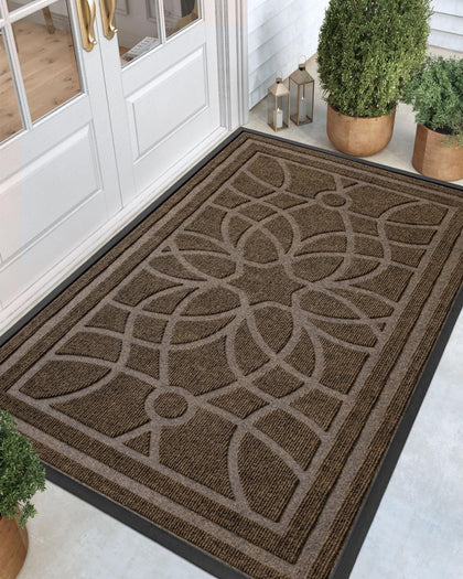 DEXI front door mat outside entrance captures dirt at the doorstep, helping keep interiors cleaner.