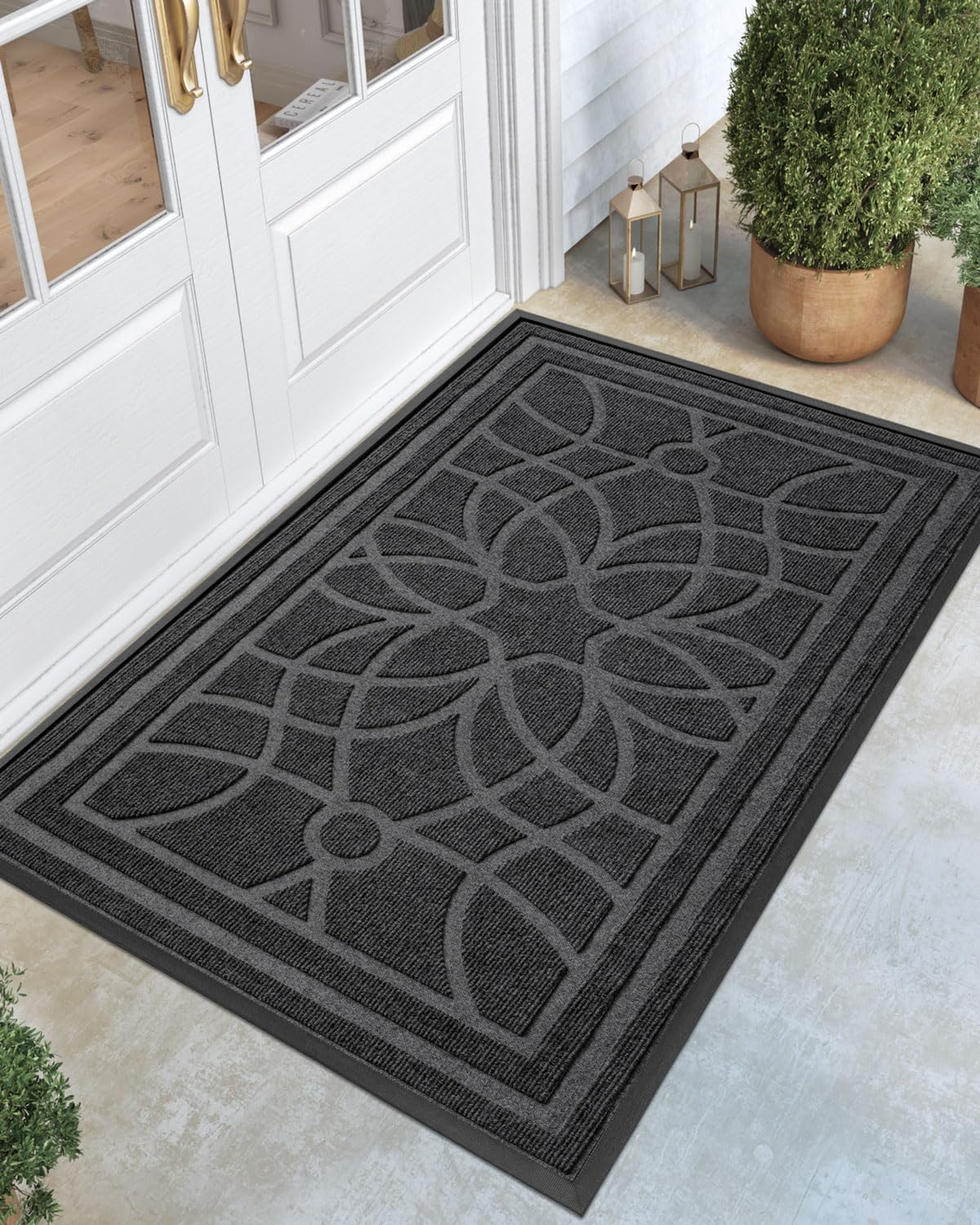 DEXI front door mat with non-slip backing for outdoor safety