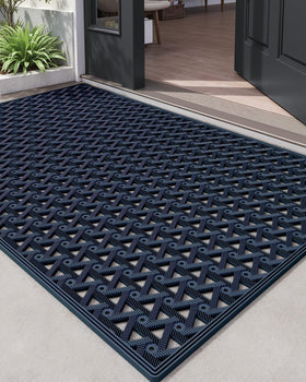 DEXI front door mat outside 32x48 blue, slip-resistant for safe entry