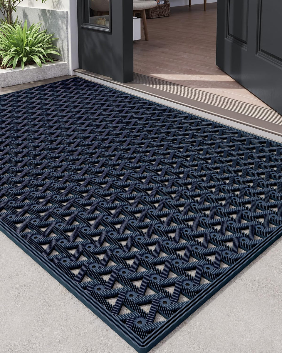 DEXI front door mat outside 32x48 blue, slip-resistant for safe entry