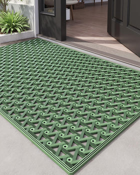 DEXI front door mat in green with non-slip grip for high-traffic entryways