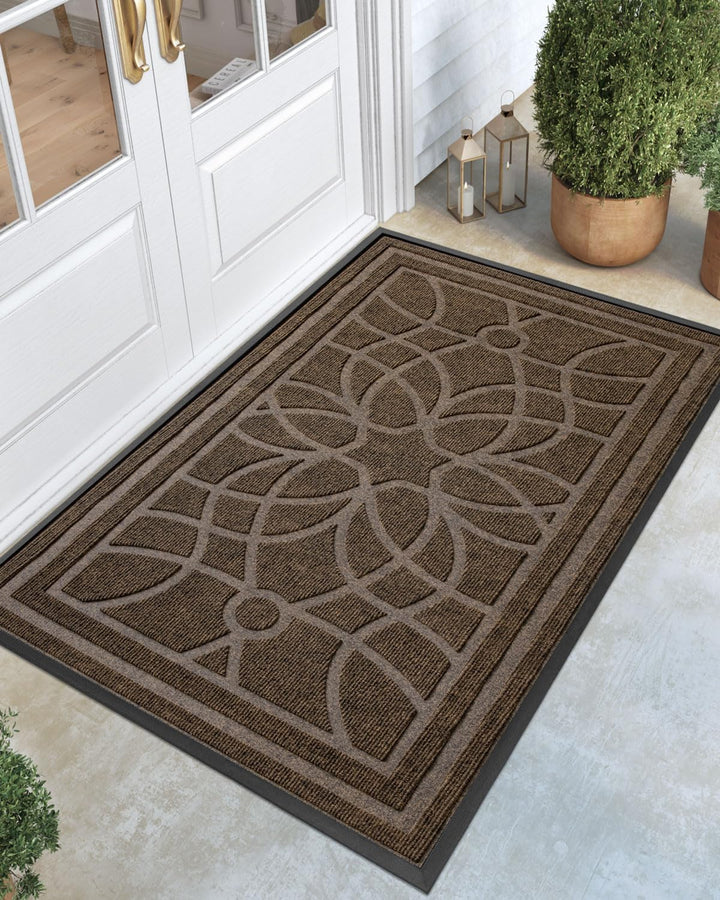 DEXI front door mat for outside entrance captures dirt and moisture effectively.