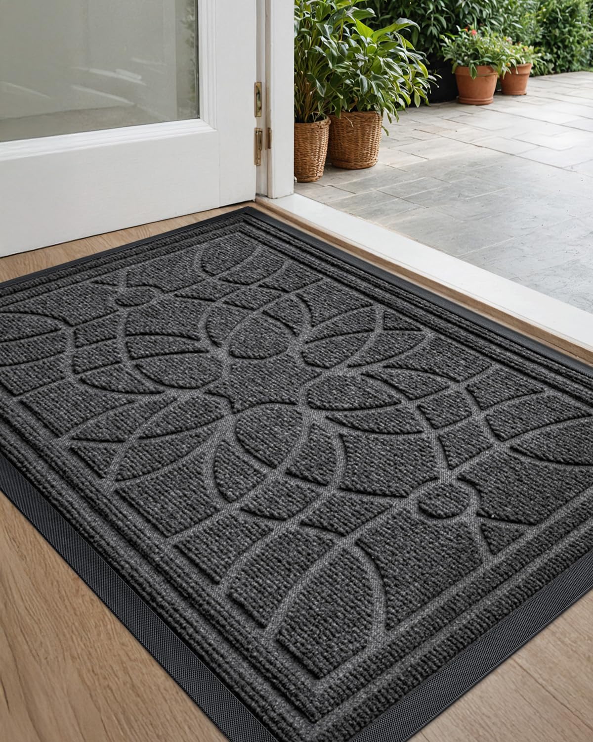 DEXI front door mat outside entrance keeps dirt and moisture at bay for a cleaner entryway.