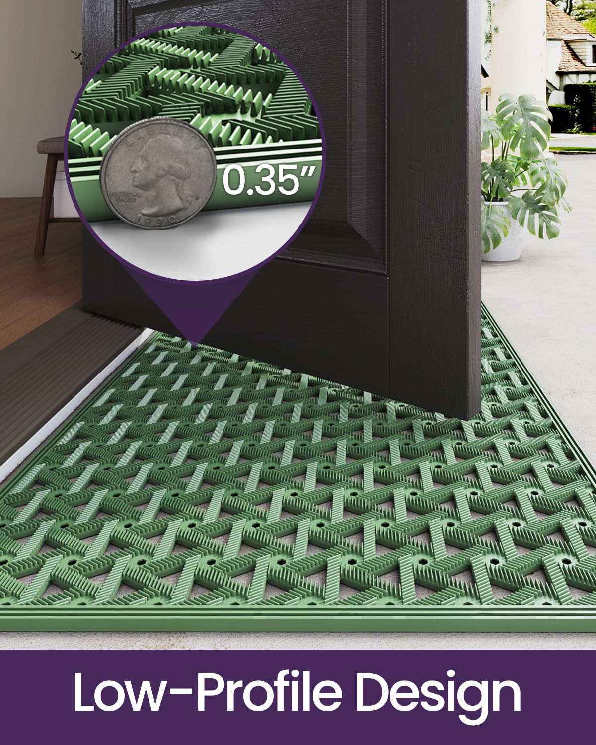 DEXI patio entry mat provides boot scraping action at entry