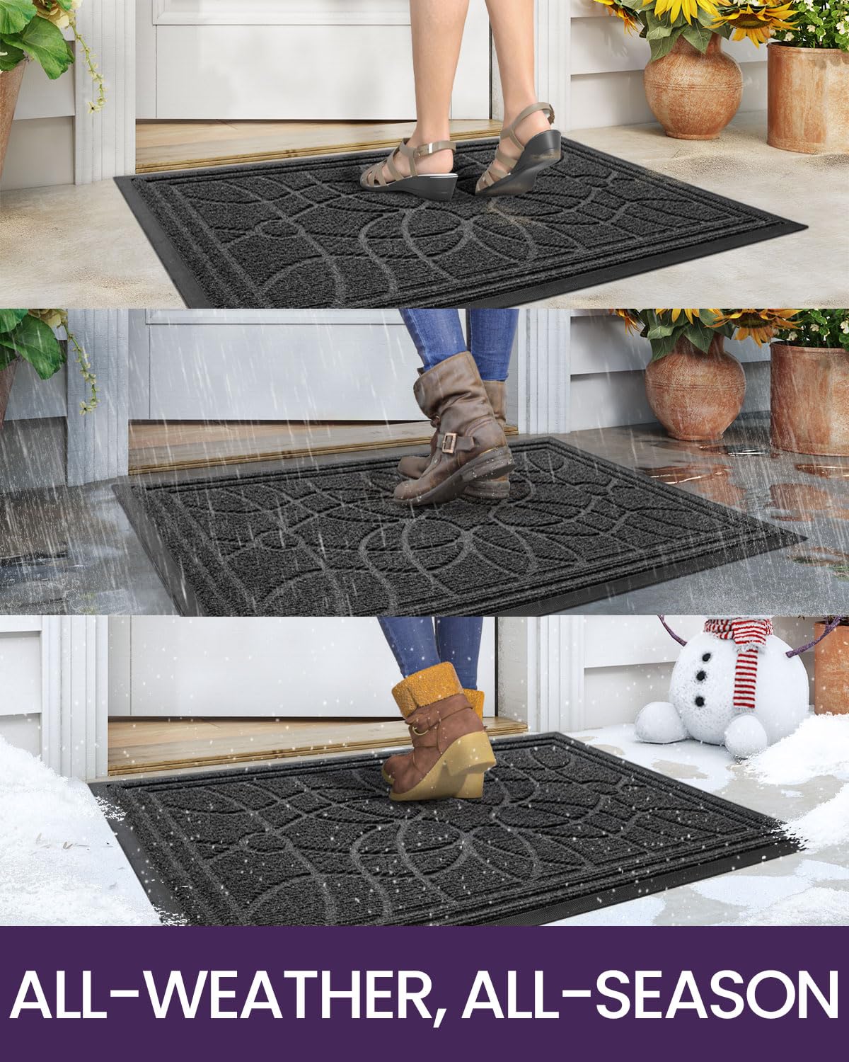 DEXI mat has patterned grooves that trap dirt at the doorway
