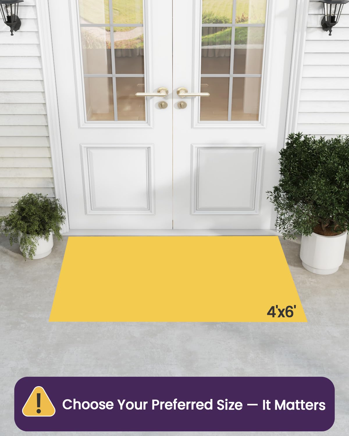DEXI heavy-duty rubber-backed entry mat provides non-slip grip outdoors.