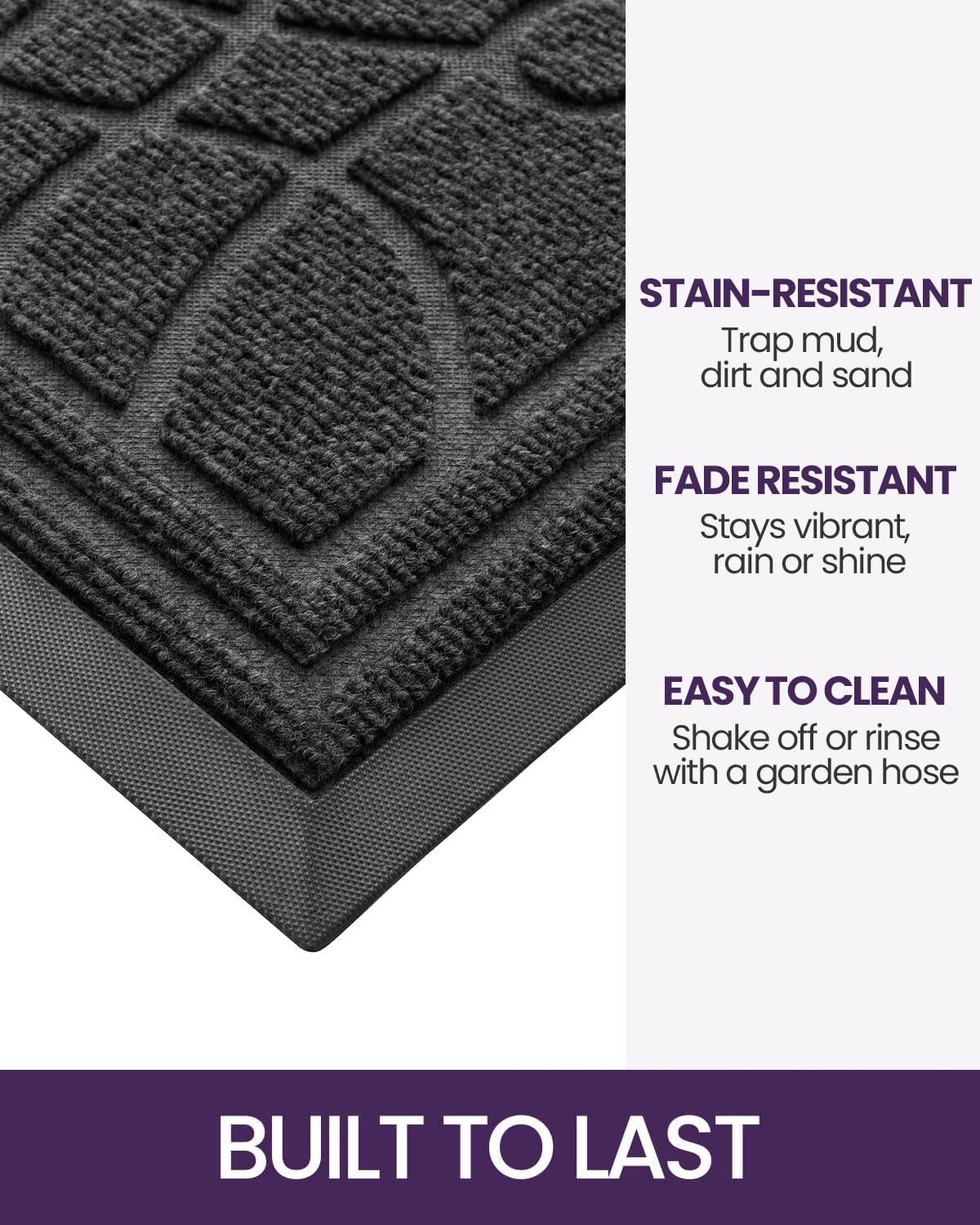 DEXI non-slip heavy-duty rubber back ensures stable footing on wet surfaces.