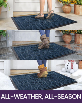 DEXI low-profile non-slip mat blue keeps doors clear.