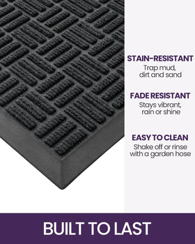 DEXI non-slip rubber backing keeps mat stable in all weather.