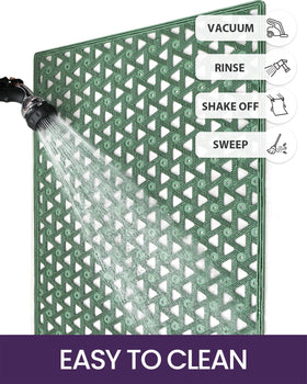 DEXI outdoor mat keeps floors clean from muddy paw prints.