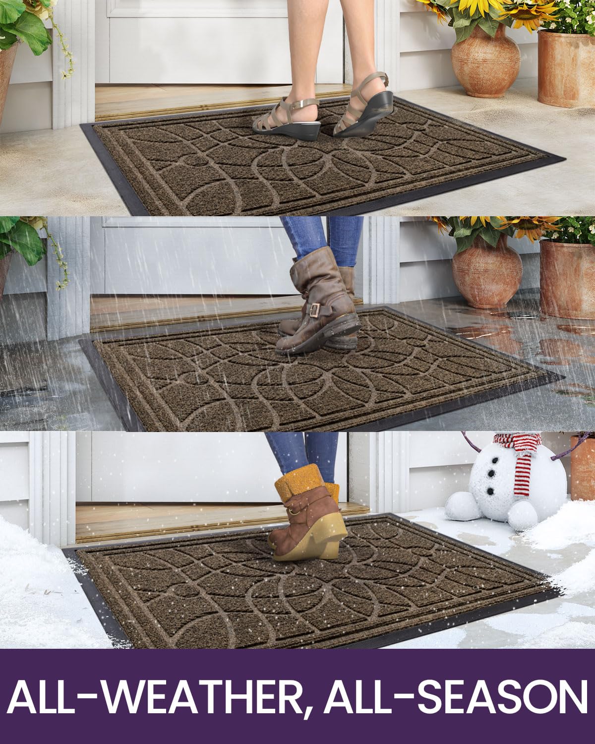 DEXI patterned groove helps trap sand and debris from shoes.