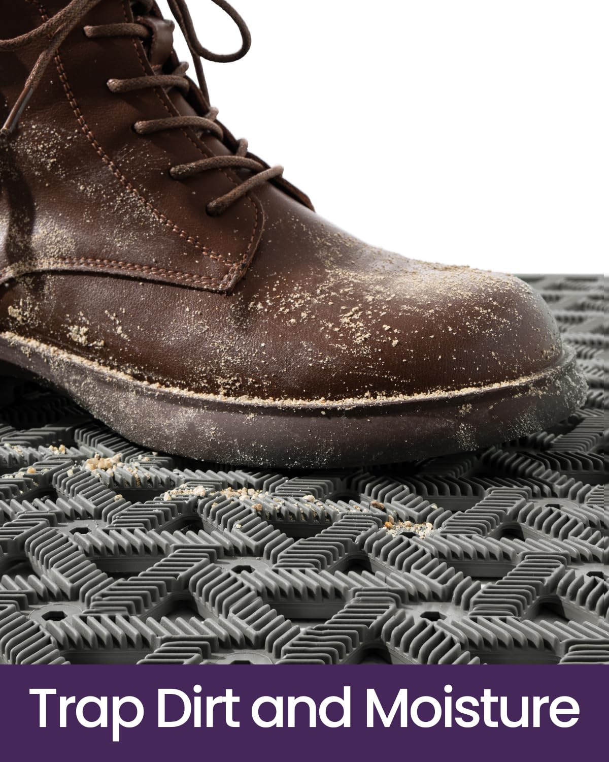 DEXI mat with 150 drainage holes prevents water pooling at entry.
