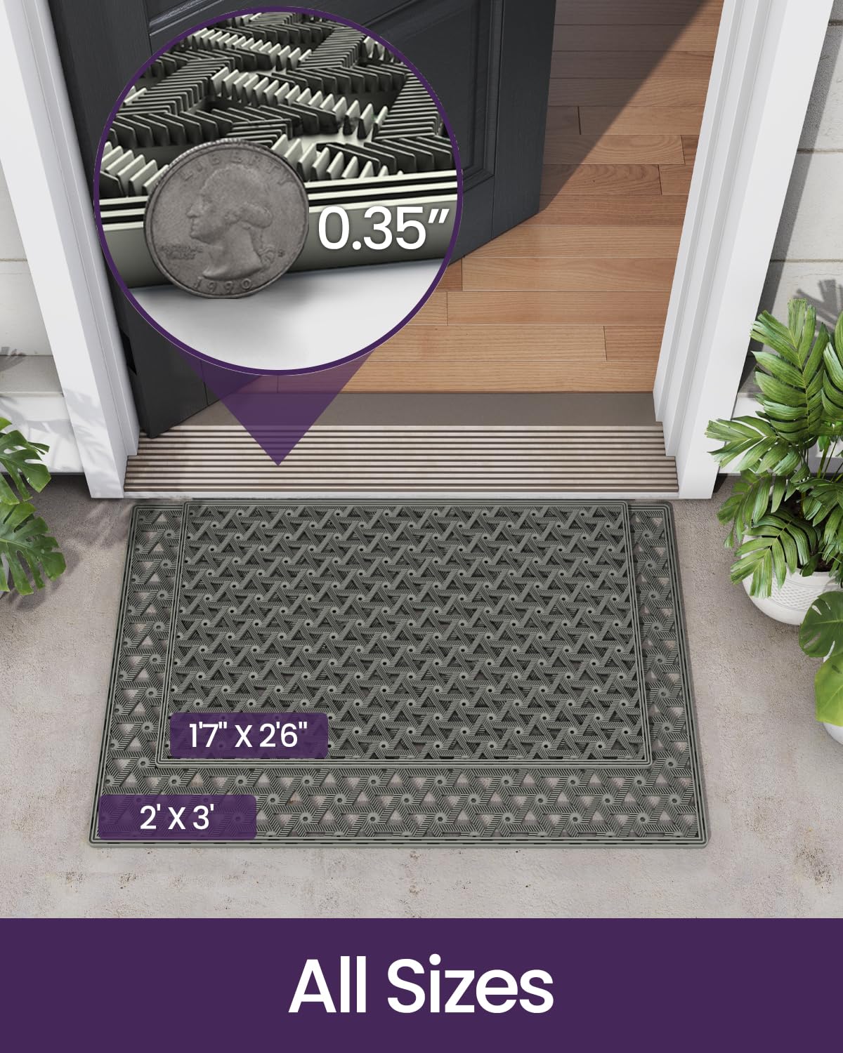 DEXI dirt-trap groove design mat traps dirt and debris at entry.