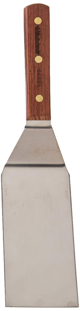 Dexter-Russell hamburger turner featuring rosewood handle for a secure grip during high-heat flipping