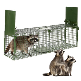 Dexyla 40-inch two-door trap front view, sturdy galvanized steel for safe capture.