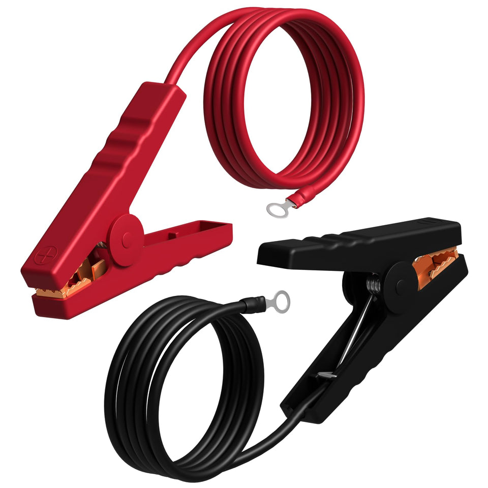 DfuGift heavy-duty jumper cable clip close-up with a red positive clamp for quick setup.