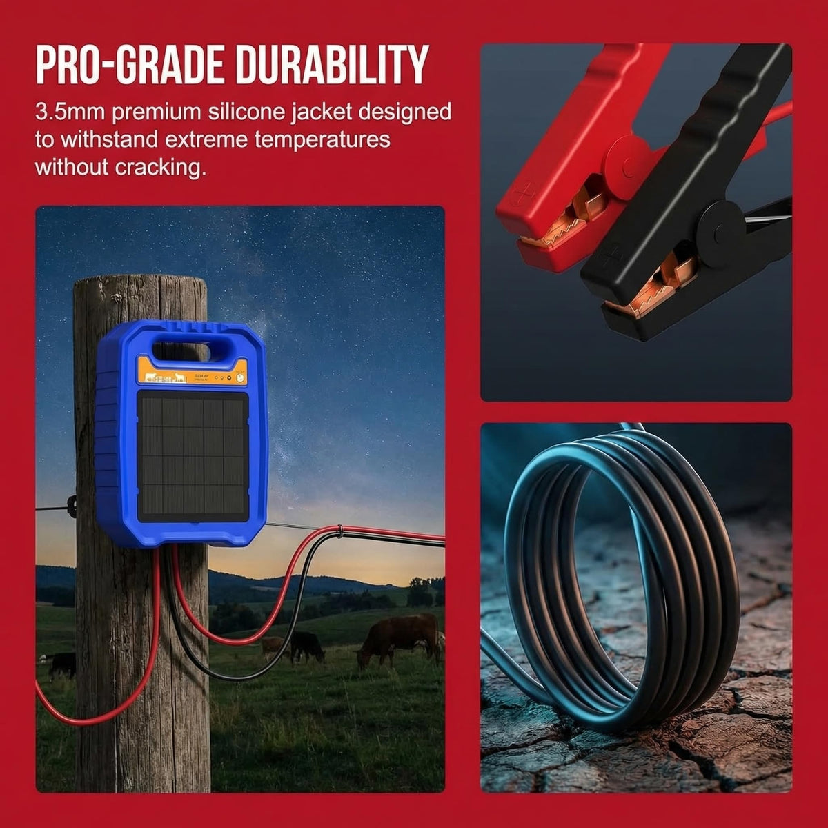DfuGift insulated jumper lead 3ft with red and black cables for outdoor use.