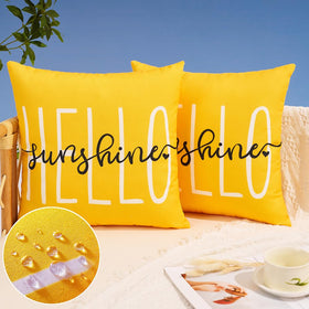 DFXSZ Hello Sunshine 16x16 yellow outdoor pillow cover for patio seating; adds bright mood