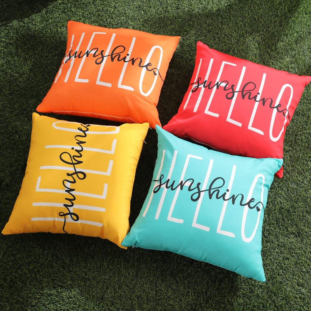 DFXSZ Hello Sunshine pillow cover on garden sofa for cohesive decor