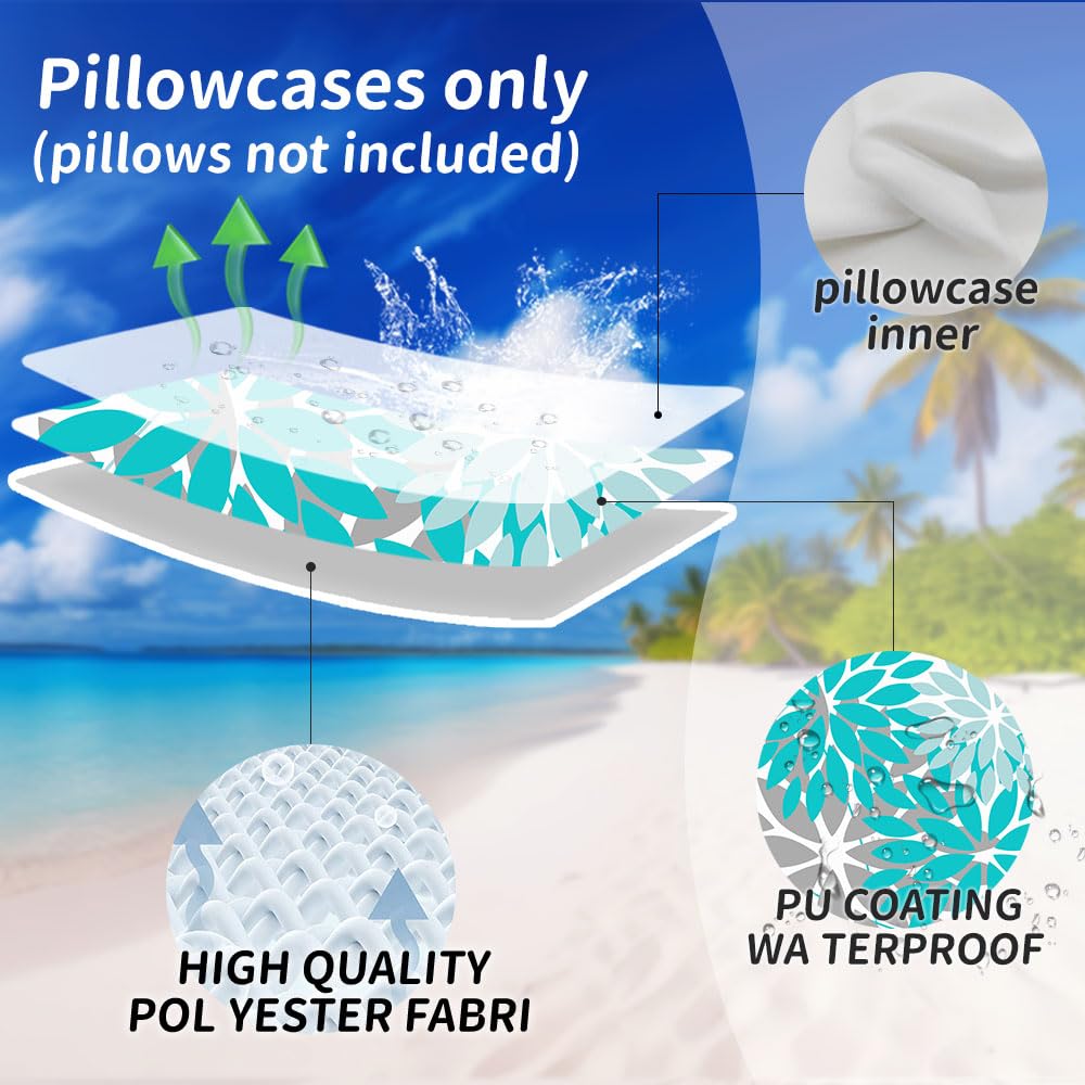 DFXSZ aqua blue two-sided print adds versatile summer vibe to outdoor seating.