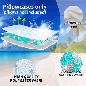 DFXSZ aqua blue two-sided print adds versatile summer vibe to outdoor seating.