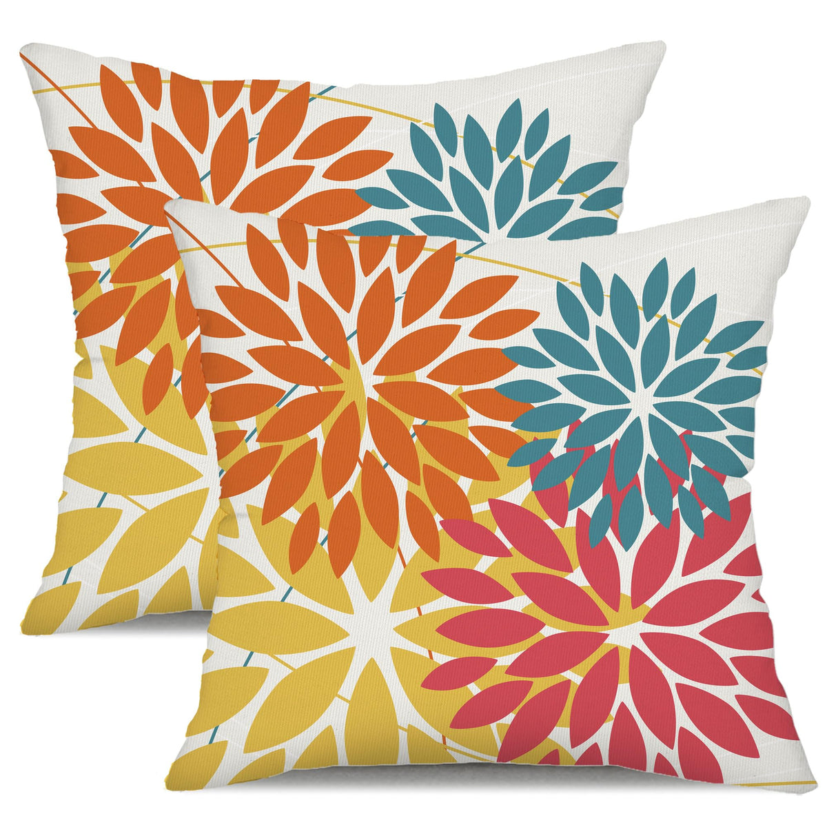 DFXSZ outdoor pillow cover with orange flower pattern for patio decor