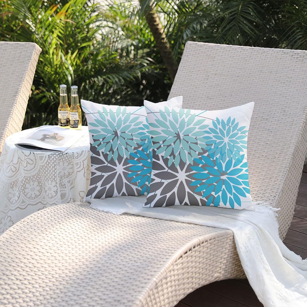 DFXSZ 18x18 pillow cover with blue flower design and two-sided print for curb appeal