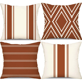 DFXSZ outdoor pillow cover rust geometry 18x18 set of four for patio decor