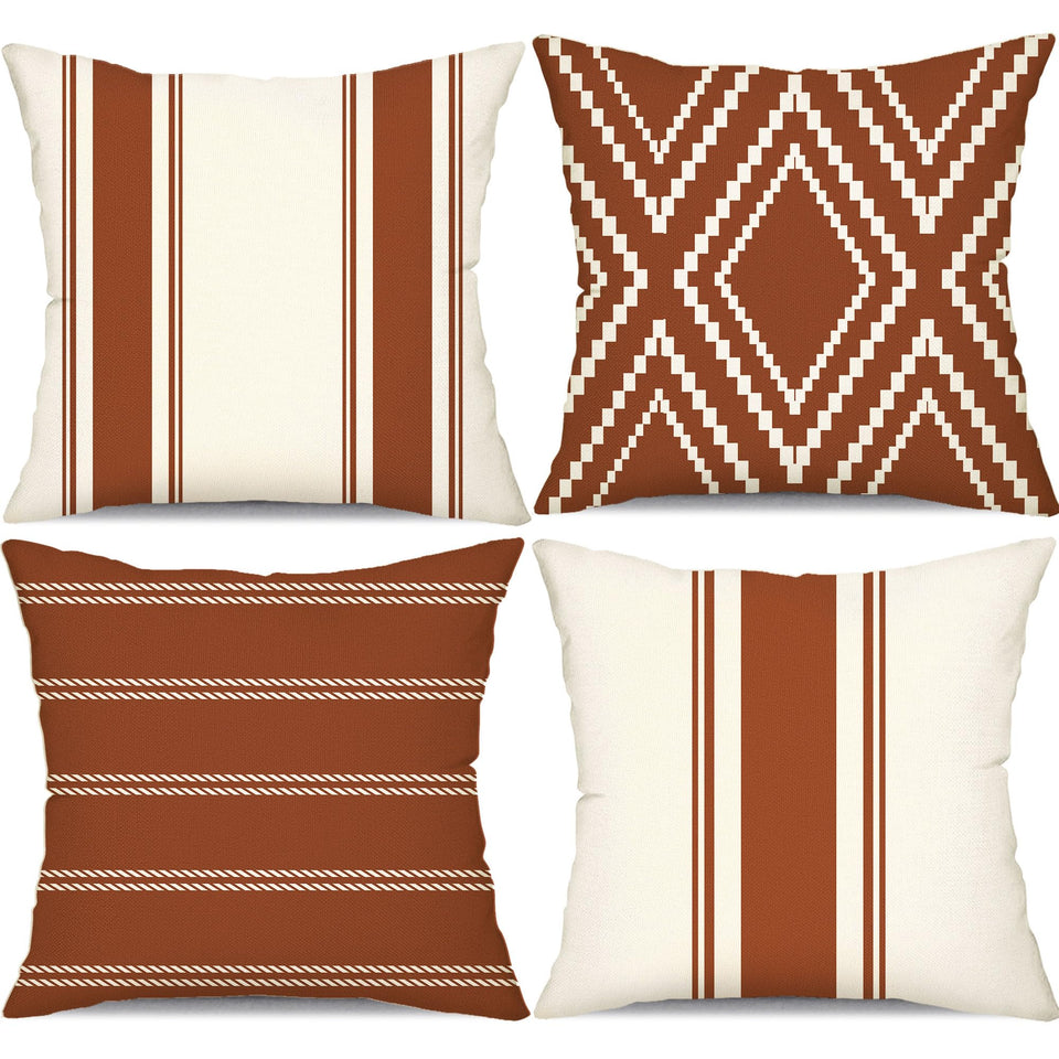 DFXSZ outdoor pillow cover rust geometry 18x18 set of four for patio decor