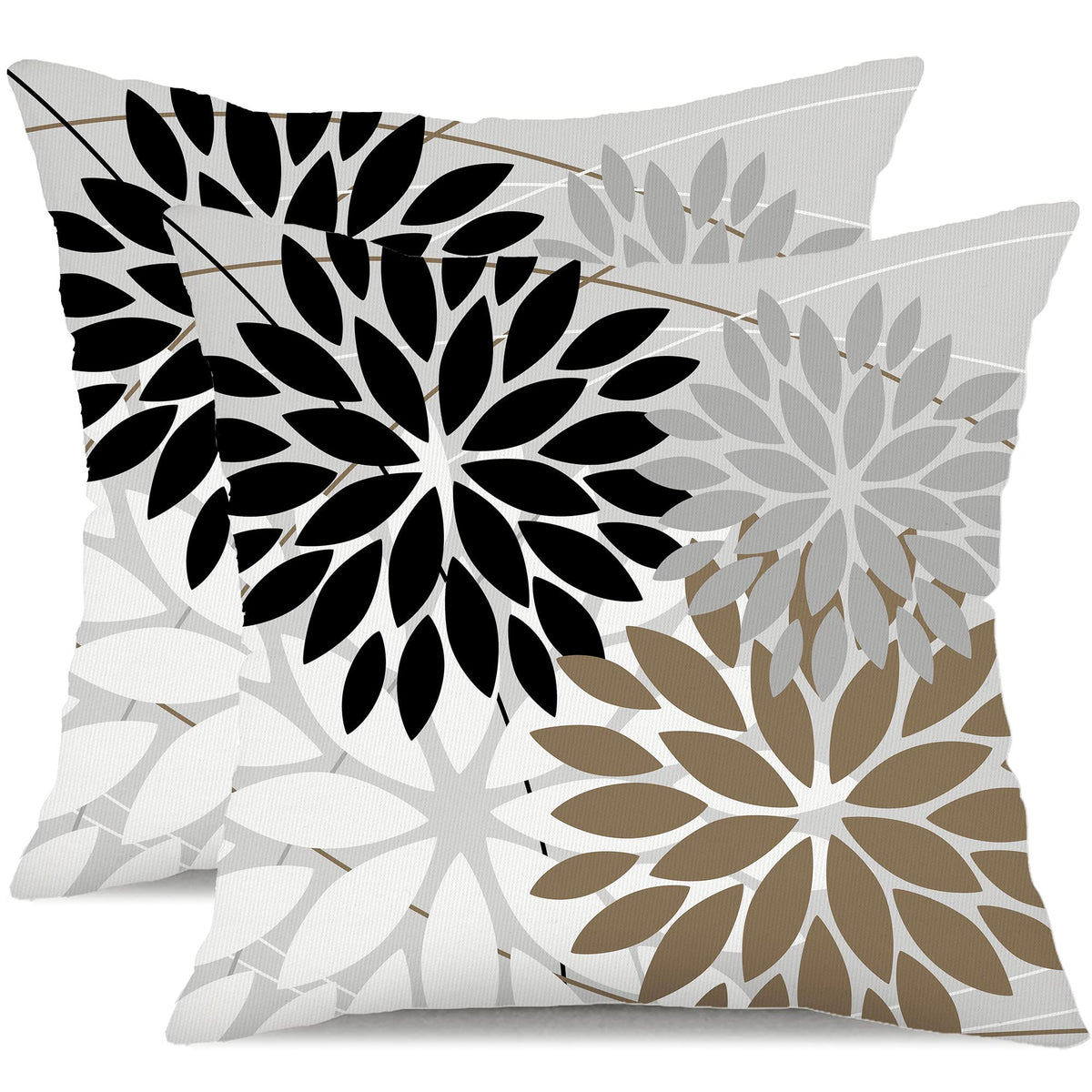DFXSZ outdoor pillow cover 18x18 with geometric black brown pattern, weather-ready decor.