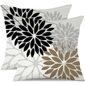 DFXSZ outdoor pillow cover 18x18 with geometric black brown pattern, weather-ready decor.