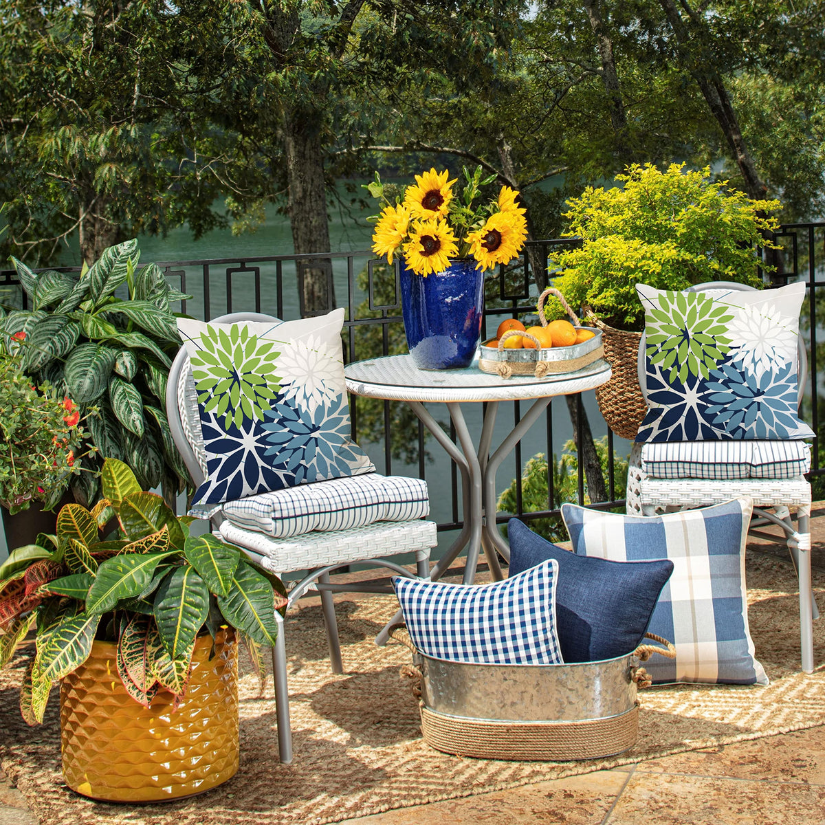 DFXSZ blue-green geometry elevates outdoor furniture and garden spaces.