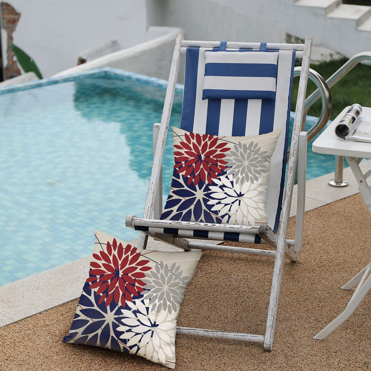 Pillow covers displayed on a patio setup, illustrating easy decor integration.