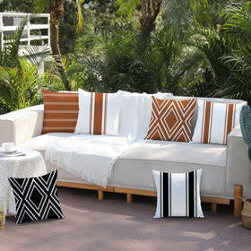 DFXSZ rust geometric cushion cover enhances patio furniture setup