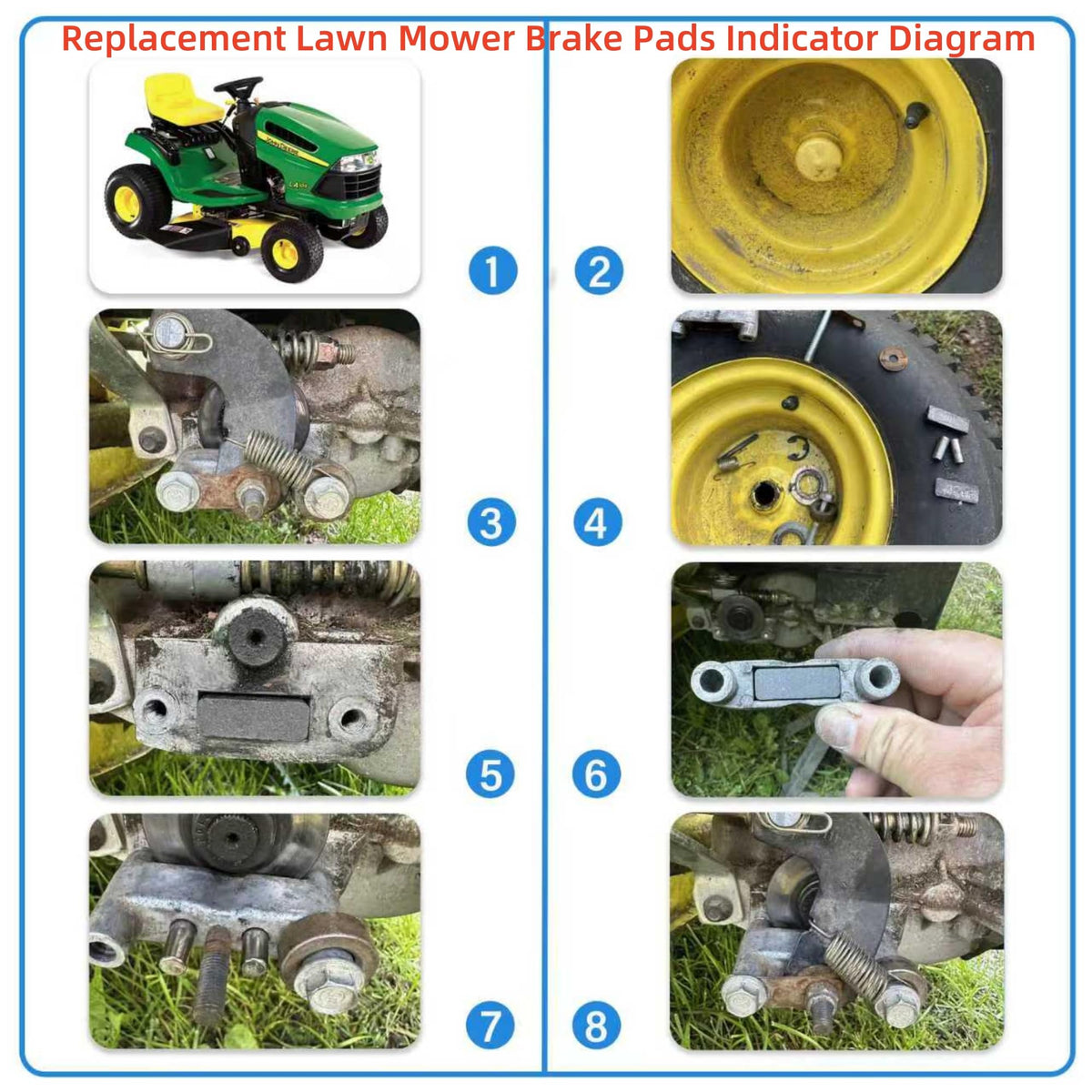 Dgdhf brake pads for 46-44 mower models promoting even wear