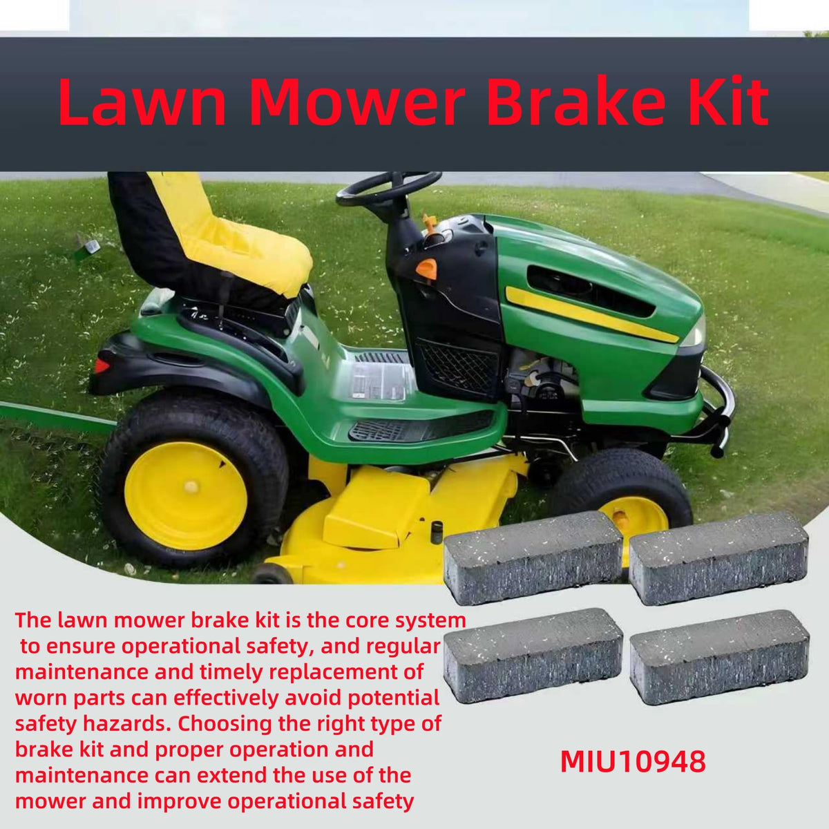 Dgdhf brake pads for LA105 ensuring steady braking under mowing
