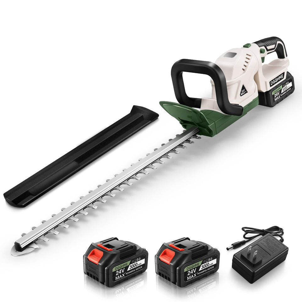 DGQHME 20-inch cordless hedge trimmer with double battery pack for extended trimming