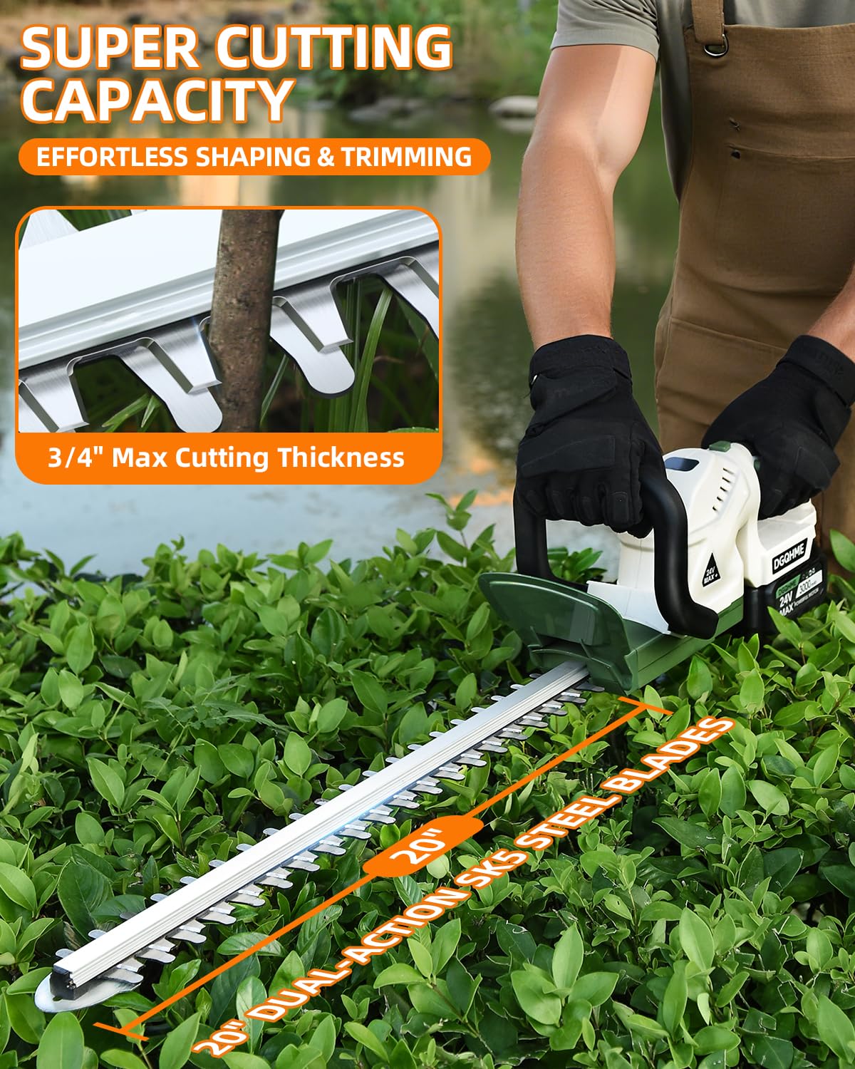 DGQHME hedge trimmer 3/4-inch blade gap for clean cuts