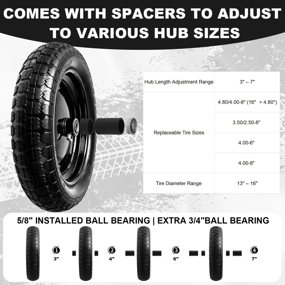 DGSL 2-pack flat-free tire 3/4-inch bearing compatibility for heavy loads