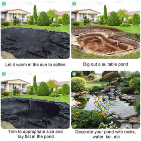 DGSL liner underlayment creates a flat surface and protects pond edges.