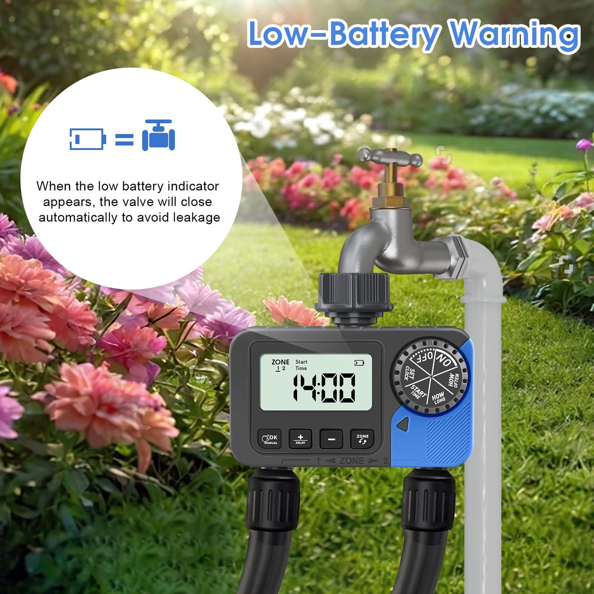 dgtenk sprinkler timer battery compartment seal helps prevent water intrusion.