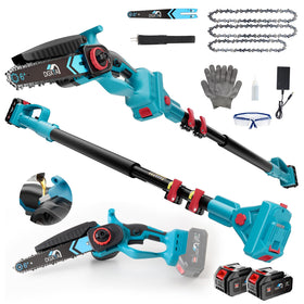 DGXTA 3-in-1 pole saw blue for easy pruning in hard-to-reach branches.