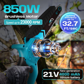 DGXTA mini chainsaw 6-inch guide bar delivers precise cuts.